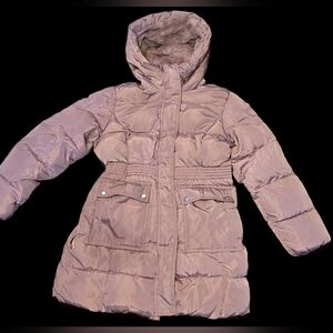 Steve Madden Kids Lrg 14-16, Mid-length Hooded Puffer Coat In Pink: Casual Chic